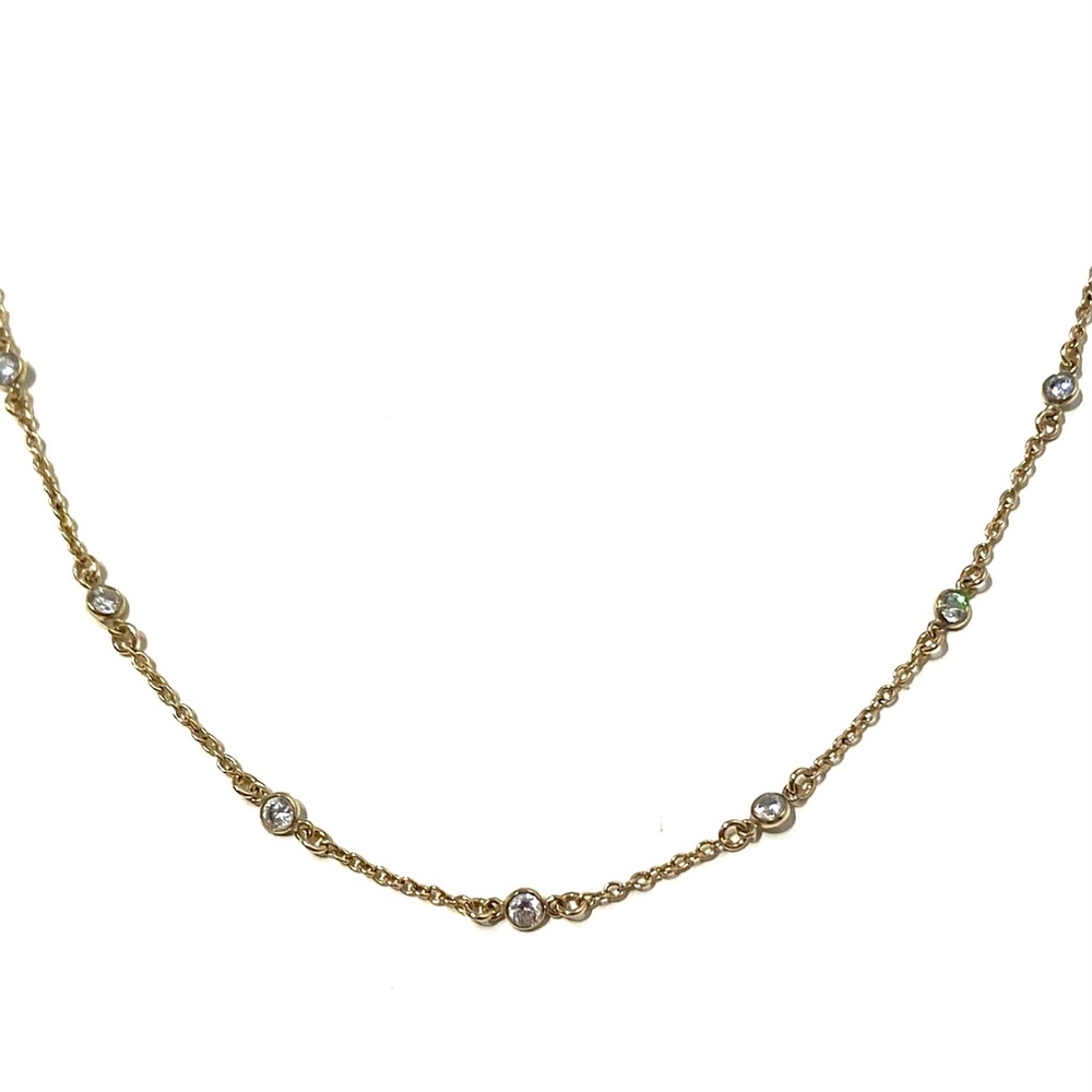 14K Gold Filled CZ Station Necklace